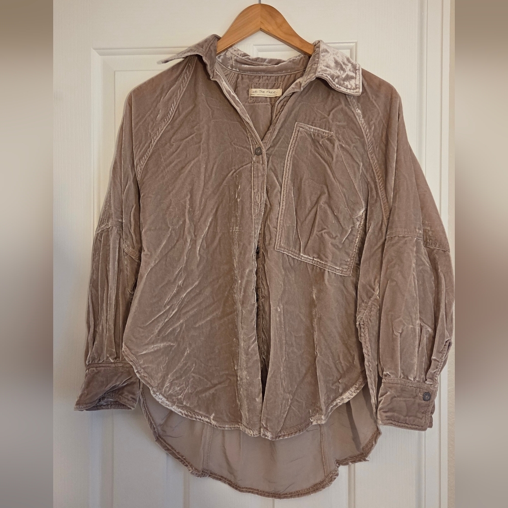 We The Free Velveteen Shirt in Mauve Taupe